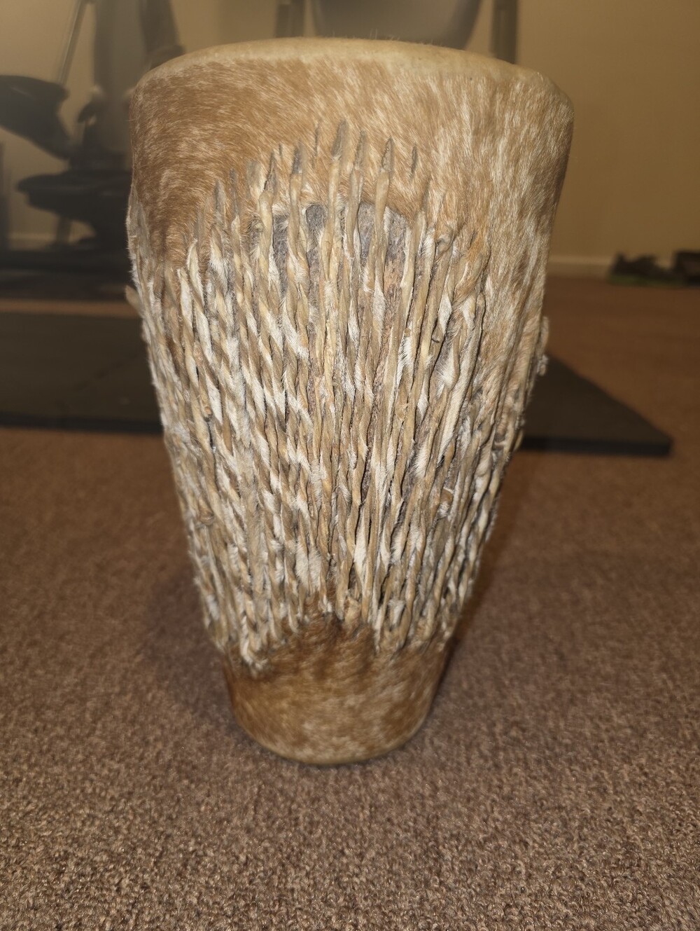 Vintage 10" Handcrafted African Tribal Hand Drum - Genuine Animal Hide
